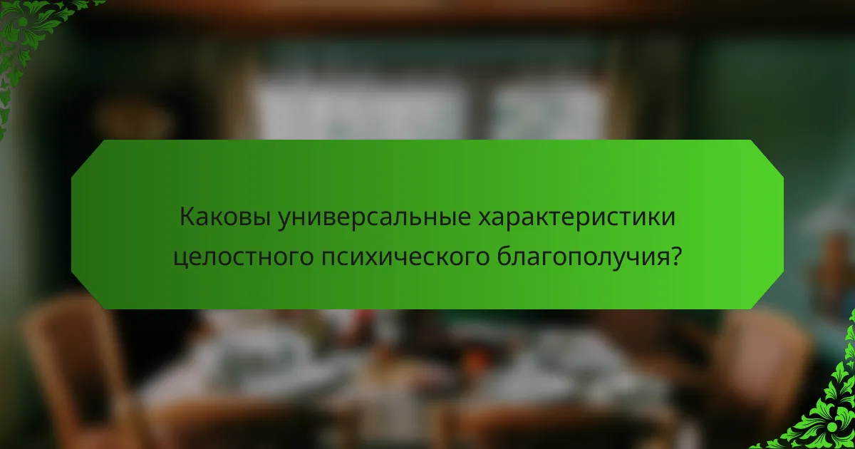 Каковы универсальные характеристики целостного психического благополучия?